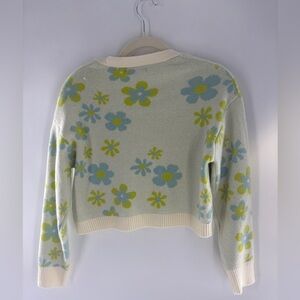 Witty Fox floral Green and Blue crop cardigan
